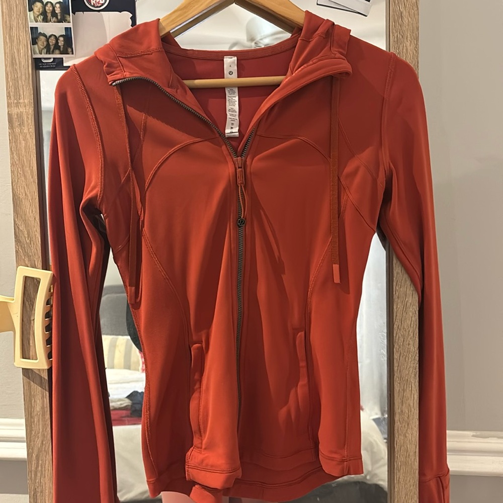 orange lululemon hooded define jacket